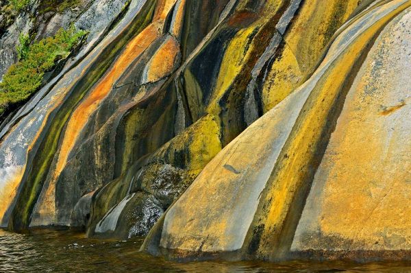 Canada, Ontario Rock face stained with runoff